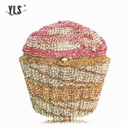 Evening Bags Women Mini Cupcake Clutch Bag Luxury Crystal Bridal Wedding Purse Fashion Cocktail Party Diamond Minaudiere Handbag 230727