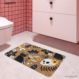 Carpets Black cat and white skull print Doormat Kitchen carpet Entrance door mat bathroom mat Carpet the bedroom Lounge Rug Home Decor R230728