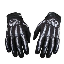 Cycling Gloves Novely Outdoors Men's Cycling Gloves Bike Motorcycle Skull Bone Skeleton Goth Full Finger Riding Gloves Men Cycling Equipment 230727