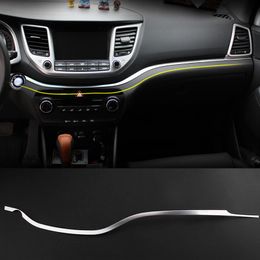 For Hyundai Tucson Stainless Steel Dashboard Trim Centre Console Panel Moulding Decorative Car Interior Styling Garnish2860