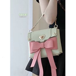 Evening Bags Girl Pink Bow Sweet Shoulder Message Bag Luxury Designer Leather Crossbody Bags Women Brand Handbag 230727