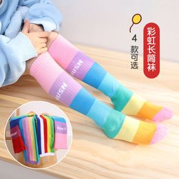 Kids Socks Spring autumn girls cotton ankle short lovely socks rainbow multicolor kids children Knee High infant Baby Over 230728