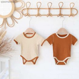 Summer Baby Clothes Baby Girl Outfits Shorter Sleeves Newborn Baby Onesie Baby Rompers Solid Infant Bodysuit Ropa De Bebe Nia L230712