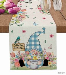 Table Cloth Spring Tulip Flower Truck Print Table Runners Modern Tablecloths Home Wedding Decoration Table Runners Easter Decorations R230726
