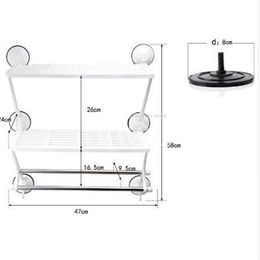 Dual layer towel racks with dual bars strong suction plastic towel holder wall suction cup bathroom towel shelf256B