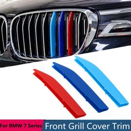 3pcs Grille Trim Strip Cover Sticker for BMW 7 Series G11 G12 2016 2017 2018 3D M-color Car Front Racing Grill Decoration216m