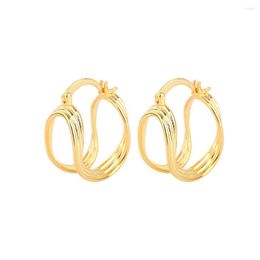 Hoop Earrings Nareyo Gold Colour Three Layer Line With High-end Feel Light Luxury Simple Geometry And Versatile Inset