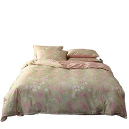 Bedding sets Svetanya Bohemian Pink Pastoral Flowers Egyptian Cotton Set Queen King Size Bedlinens Fitted sheet Duvet Cover 230727