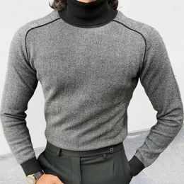 Men's Sweaters Autumn And Winter Turtleneck Long Sleeve Sweater Fashion Patchwork Colour Slim Fit Pullover Knitted Bottoming Tees Shirt