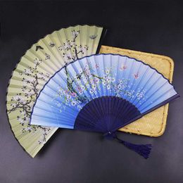 Chinese Style Products Vintage Style Bamboo Folding Fan Chinese Pattern Art Craft Gift Home Decoration Ornaments Female Dance Hand Fan