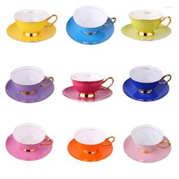 Cups Saucers Pure Colour High-grade Bone China Mug 220 ML Ceramics Coffee Cup For Home And Saucer Set Tableware Office El Man Children