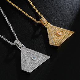 Moissanite mücevher kolye pirinç kötü piramit göz buzu moissanite kolye moda takı 14k 18k altın kaplama kolye cazibe kolyesi ücretsiz gönderim