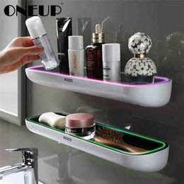 ONEUP Wall-mounted Bathroom Shelf Shower Storage Rack Organiser For Accessories Sets Drainage Toilet 210908254H