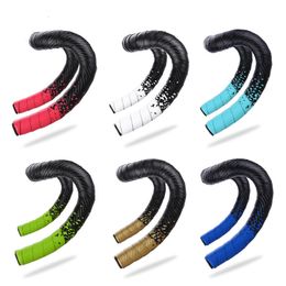 Bike Handlebars Components Soft Road Bike Bicycle Handlebar Cork EVA PU Bar Tape Professional Cycling Damping Anti-Vibration Wrap With 2 Bar Plug 230727