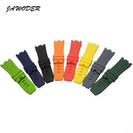 JAWODER Watchband Man 28mm Black Red Orange Blue Grey Green Yellow Silicone Rubber Diver Watch Band Strap Without Buckle3105