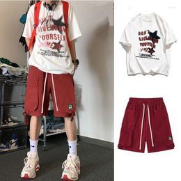 Men's Tracksuits American Hiphop Overalls And Women's Suit Tide Brand 2023 Summer Loose Versatile Five-point Wide-leg Pants Shorts