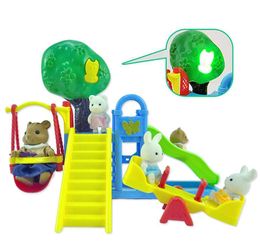 Tools Workshop Forest Family Playground 1 12 Brown Bear Rabbit Panda Dollhouse Miniature Scene Slide Seesaw Swing Doll House Girl Toy Gift 230727