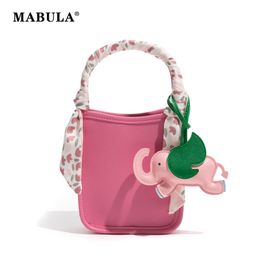 Evening Bags MABULA Mini Cow Genuine Leather Top Handle Purse Designer Luxury handbags Chain Solid Pink Crossbody Bag women Tote Bucket 230727