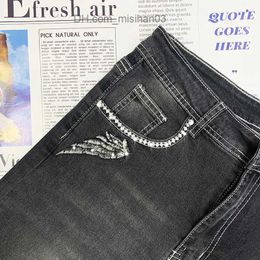 Pantaloni dritti sexy moda 2022 da donna a vita alta Plus Size Comodi jeans neri lavabili retrò elastici Z230728