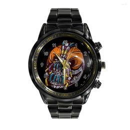 Wristwatches Calendar Steel Belt Men's Watch Black And White Skull Watches Business Casual Wrist