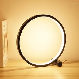 Night Lights 25CM LED Table Lamp Bedroom Circular Desk Lamps USB Dimmable Bedside Round Light For Living Room Home Decoration