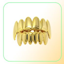 Grillz Teeth Set High Quality Mens Hip Hop Jewelry Real Gold Plated Grills3899523