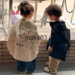 Jackets deer jonmi 2022 Autumn Children Letter Printed Jackets Hooded Coats Korean Style Unisex Kids Chic Casual Windbreaker J230728