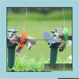 Garden Decorations Solar Power Dancing Flying Butterflies Fluttering Vibration Fly Hummingbird Birds Yard Decoration Funny Toys Ysy3 D Dhces