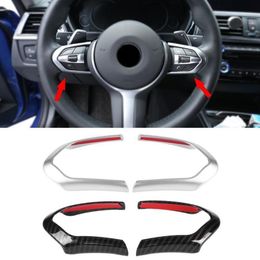 2pcs Abs Chrom carbon Fiber Car Steering Wheel Decoration Cover Trim Frame For Bmw F20 F22 F30 F32 F10 F06 F15 F16 M-sport281N