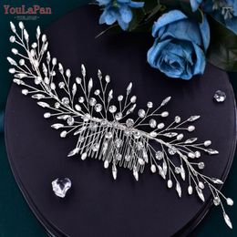 Hair Clips YouLaPan Bridal Tiara Wedding Accessories Pearls Rhinestone Woman Headpiece With Comb Handmade Clip HP546