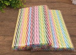 230mm Reusable plastic Straws Fit Colored Hard Plastic Striped Straws for 20 ounce 30 ounce mug Mason Jar 200pcs LL