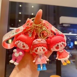 Fashion blogger designer Jewellery Cute cartoon cherry blossom girl series keychain mobile phone Keychains Lanyards KeyRings wholesale YS137