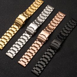 Watch Bands 18mm 19mm 20mm 21mm 22MM 23mm 24mm 25mm Stainless Steel Strap Metal Watch Band Link Bracelet Watchband Black Silver Rose Gold 230728