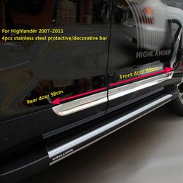 High quality stainless steel 4pcs car surface Side door protective trim door decorative sticker guard bar for Toyota Highlander 202209