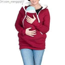 Maternity Dresses Kangaroo Mother Sweater 2023 Winter Cotton Long Sleeve Pregnant Women's Clothing Hooded Pregnant Women's Clothing Z230728