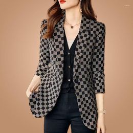 Women's Suits Plaid Suit Jacket Women With Large Size Spring And Autumn 2023 Fashion Casual Temperament Age Reduction Small Top W009