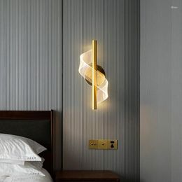 Wall Lamp Modern LED Copper Black Simplicity Indoor Light For Bedroom Living Room Stairs Bedside
