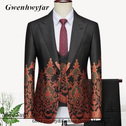 Men's Suits Blazers G N Cool Men Attractive Tuxedos Party Wear Male Certian Place Floral Tuxedo Groomsmen Dreaming Wedding Blazer Vest with Pants 230728