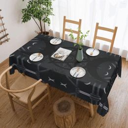 Table Cloth Rectangular Waterproof Oil-Proof Goth Triple Moon Goddess Tablecloth Cover Pentagram Magic Witch Witchcraft