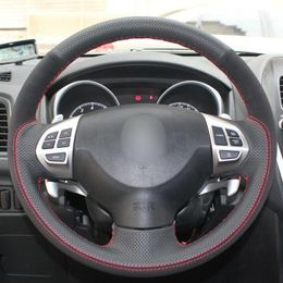 Black Leather Suede Car Steering Wheel Cover for Mitsubishi Lancer Outlander ASX244v