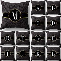 Cushion Decorative Pillow 45x45cm 26 Letters Lovely Floral Letter Polyester Living Room Cushion Home Sofa Decorative Pillowcase Straight 230727