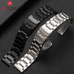 Watch Bands 18 19 20 21 22mm 23mm 24mm 25mm Solid Stainless Steel Strap Watch Metal Folding Buckle Replacement Strap Accessories 230728