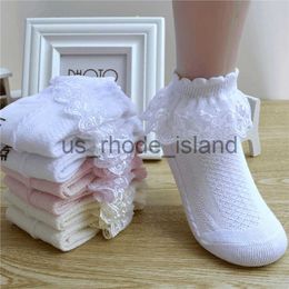 Kids Breathable Cotton Blend Lace Ruffle Princess Mesh Children Ankle Short Sock White Pink Yellow Baby Girls Kids Toddler x0727