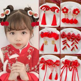 Hair Accessories 2 Pcs/Set Children Cute Flower Bow Tassel Ornament Clips Girls Lovely Sweet Barrettes Hairpins Kids