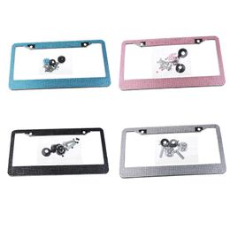 Licence Plate Frame Licence Tag Cover Holder Stainless Steel Auto Car Styling Glitter Crystal Rhinestone Truck Vehicle 31cmx16cm276J