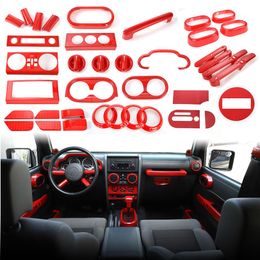 ABS Red Whole Set Interior Decoration Cover Trim Panel Kit For Jeep Wrangler JK 2007-2010 Car Interior Accessories276m