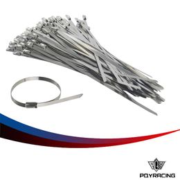 PQY RACING 200mm x 12 300mm x 12 Stainless Steel Header Exhaust Wrap Self Locking Cable Zip Ties Straps 100PCS PQY-S2069