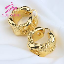 Stud Rings earrings African women's jewelry gold plated irregular large earrings Dubai wedding party gold earrings jewelry 230728