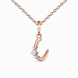 Hot sale S925 sterling silver letter C moonstone pendant rose gold necklace women's fashion jewelry