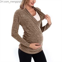 Maternity Dresses Pregnant women's patterned sweaters long sleeved nursing tops autumn and winter pregnant women's feeding clothing Z230728